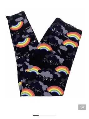 LuLaRoe Womans Rainbow and Cloud Leggings - Black
